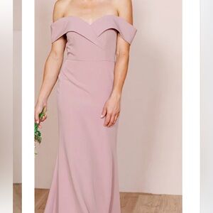 Revelry Taupe Bardot Dress